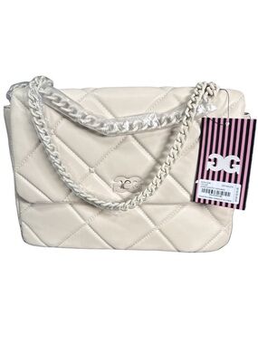 NWT Gilda Paris Off White Quilted Vegan Leather Chain Shoulder Bag